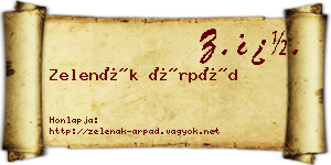 Zelenák Árpád névjegykártya